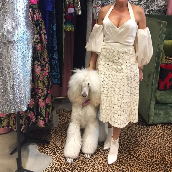 Alice + Olivia Dresses & Skirts - Alice + Olivia sosie leather midi flare skirt in cream size 4 NWT